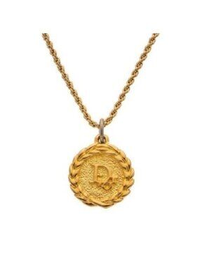 Christian Dior Vintage Gold Plated Necklace Medallion